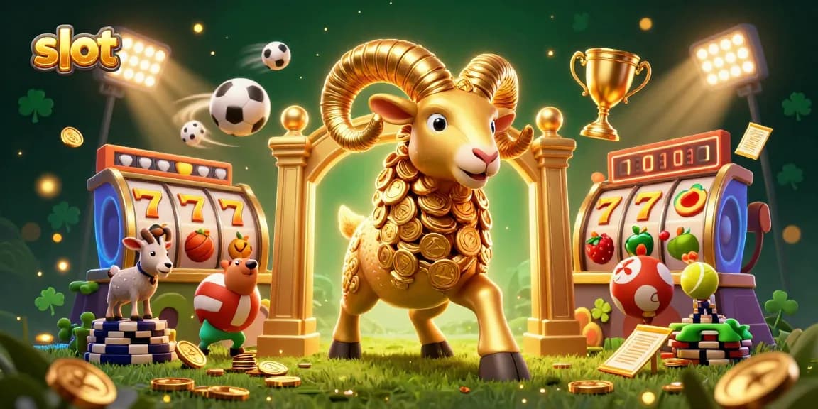 Slot menarik dengan ram emas beroleh jackpot dan simbol slot yang berkilau, menambah keseruan bermain.