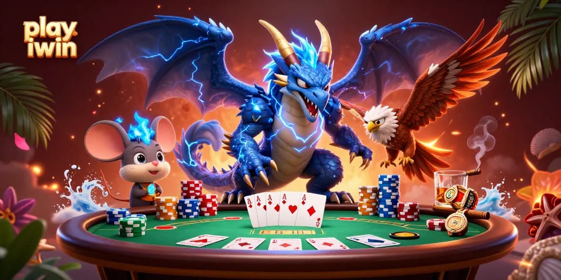 Play iwin as a powerful thunder dragon and dramatic poker scene come alive in this stunning illustration.