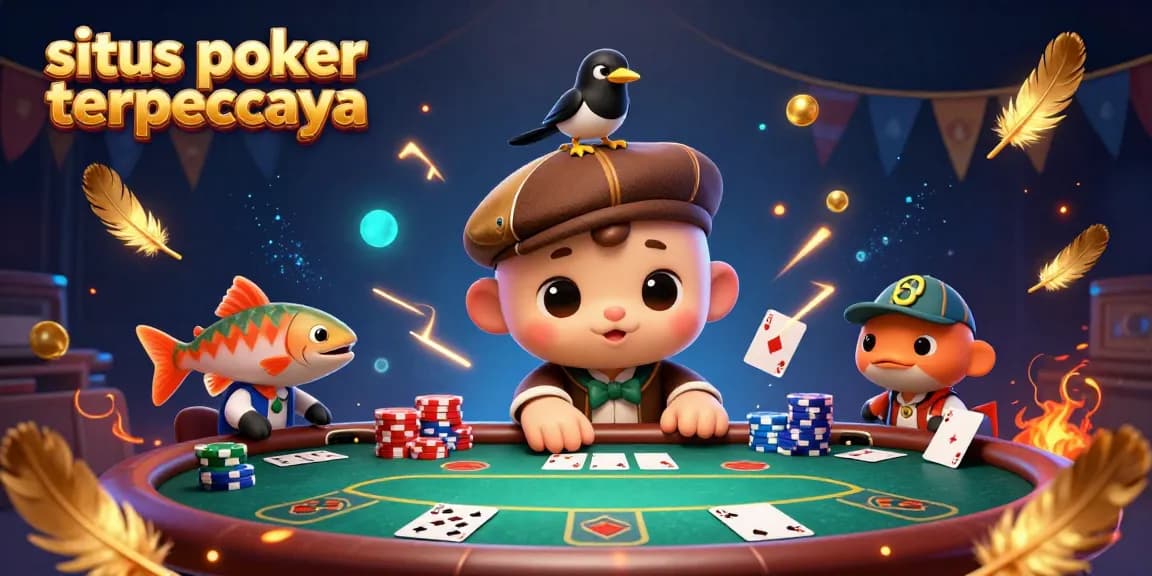 Engage with Situs Poker Terpercaya through an exciting poker scene featuring Nessie and casino elements.