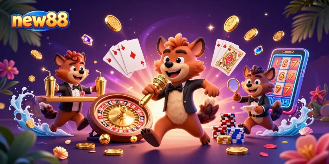 Enjoy the vibrant atmosphere of new88's virtual casino with hyenas in action!
