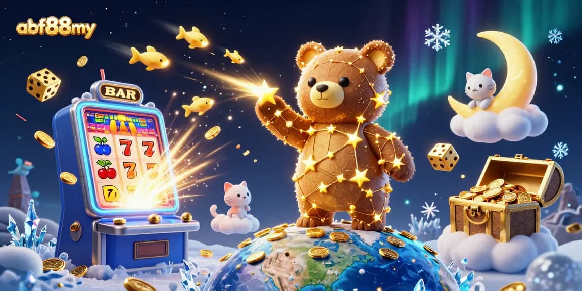 Engage with afb88my's vibrant 3D scene featuring a jackpot explosion and playful characters.