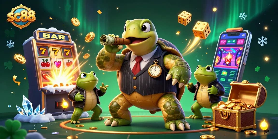 Experience thrilling gaming at sc88, where a massive turtle and frog enforcers reign over the jackpot explosion.
