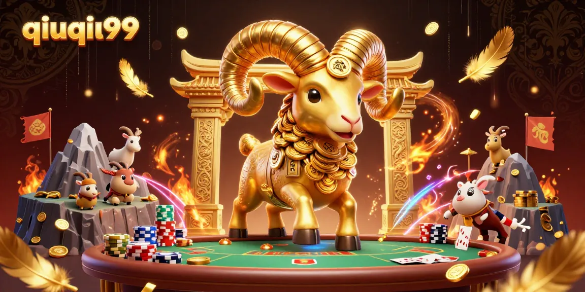 Experience thrilling gameplay with qiuqiu99's vibrant poker scene featuring golden ram and immersive elements.