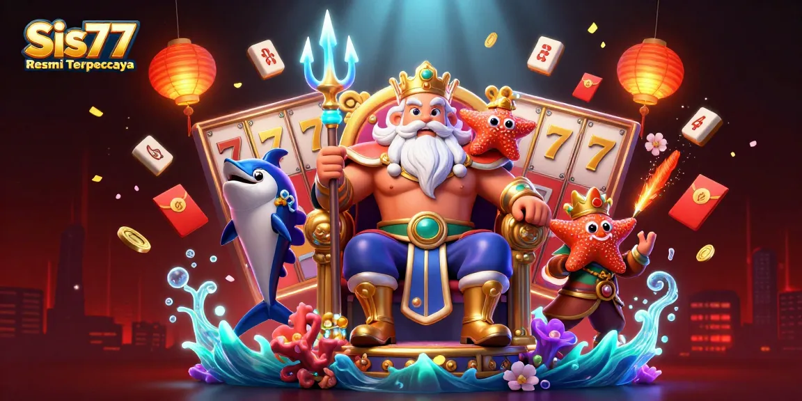 Sis77 Resmi Terpercaya menghadirkan ilustrasi kasino 3D yang kaya, dengan elemen slot dan dekorasi yang menarik.