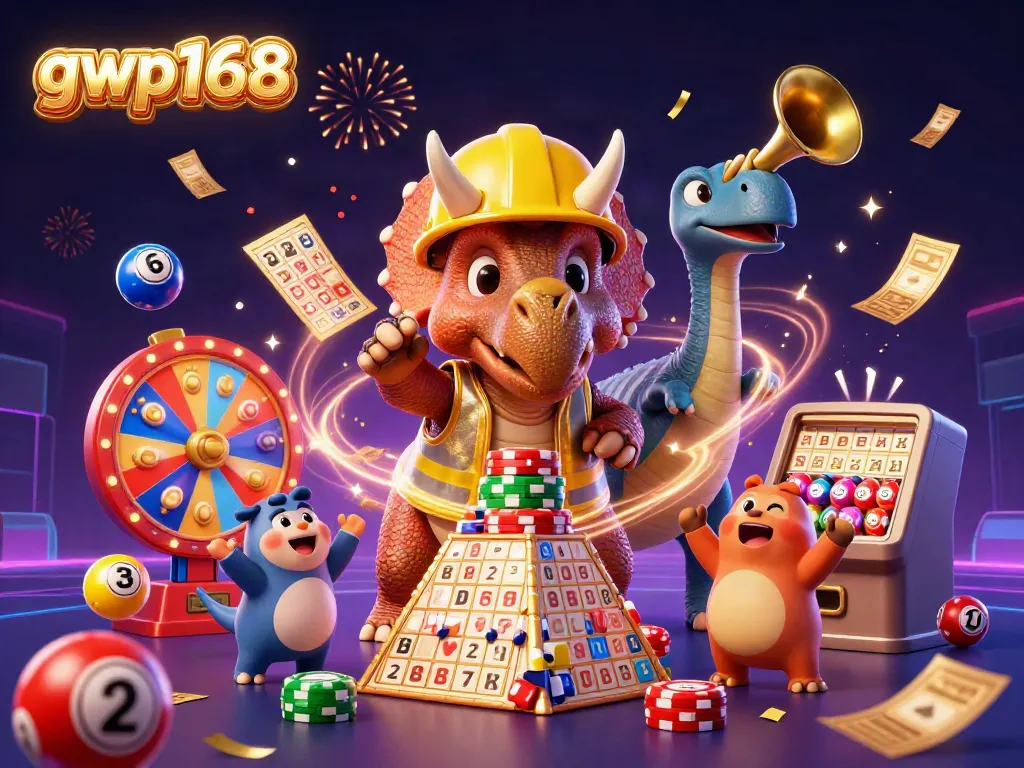 Permainan gwp168 dengan triceratops dan parade bola lotere yang meriah.