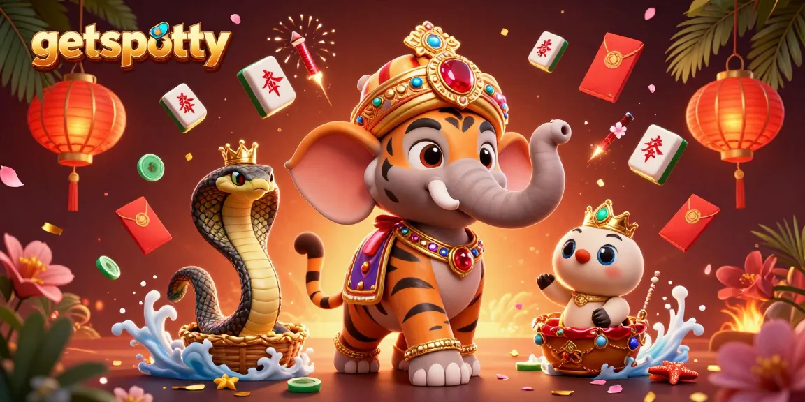 Experience the vibrant action at getspotty, featuring a charming maharaja, elephant, and radiant casino symbols.