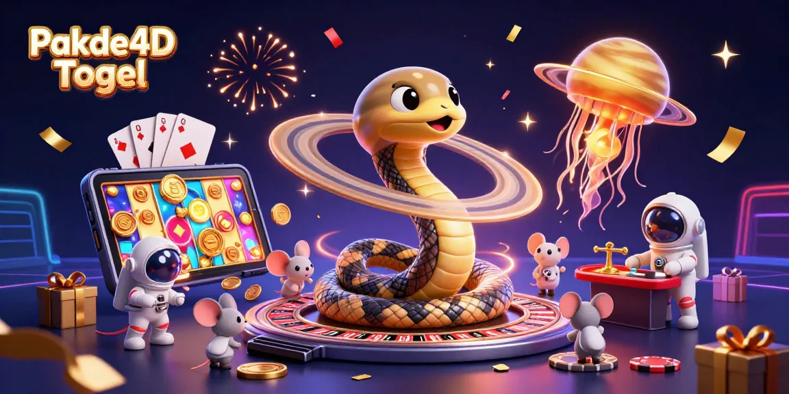 Experience the excitement of Pakde4D Togel with a vibrant 3D illustration of cosmic gambling adventures.