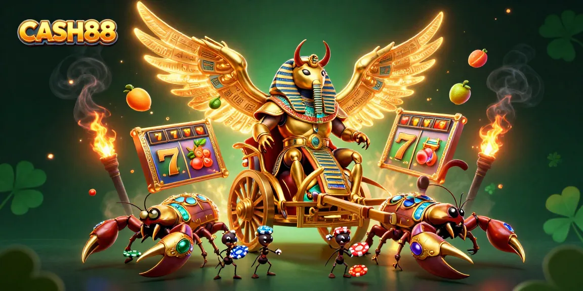 Experience the excitement of CASH88 with vibrant slot reels and golden elements in a dynamic 3D scene.