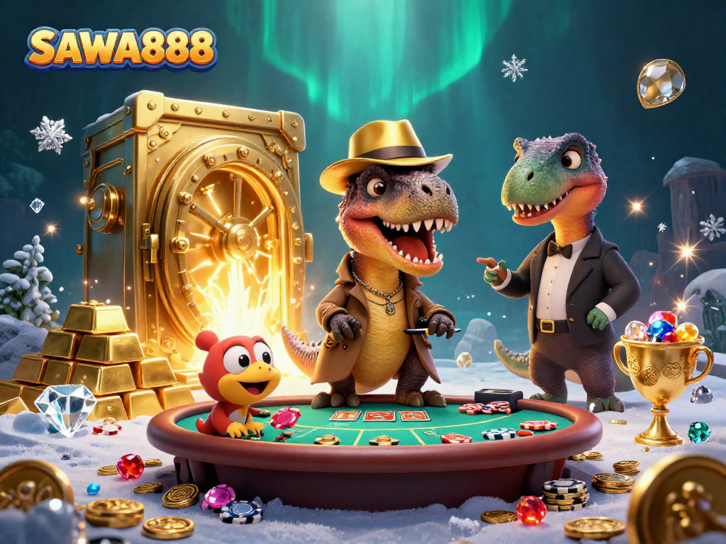 Experience thrilling gameplay at SAWA888 with engaging characters and dazzling casino elements.
