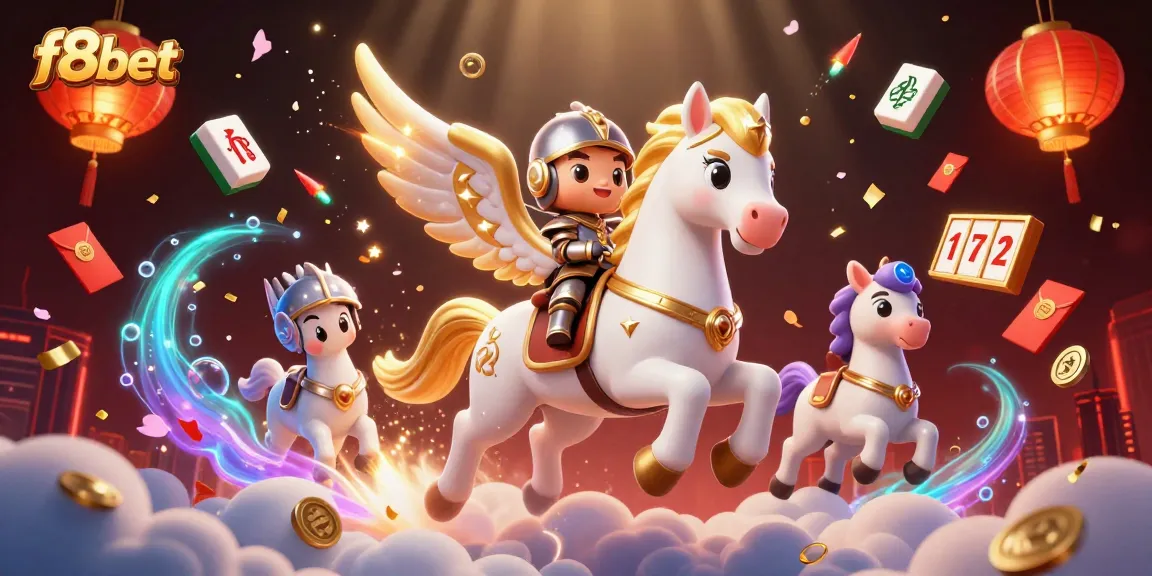 Capture thrilling moments at f8bet, showcasing a fantasy scene filled with lively casino elements and energetic characters.