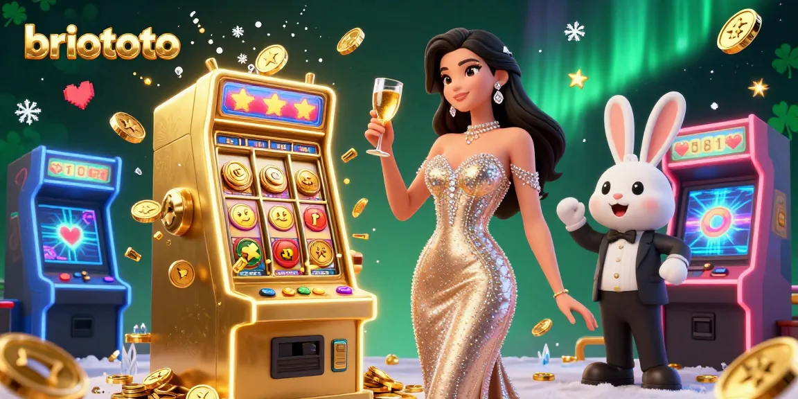 Celebrate wins with briototo at a glamorous casino scene featuring jackpots and vibrant gaming elements.