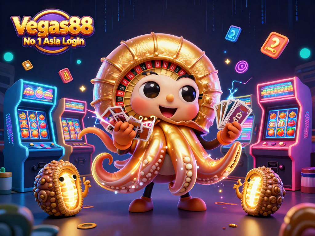 Play winning slots at Vegas88 No 1 Asia Login with a vibrant 3D casino illustration.