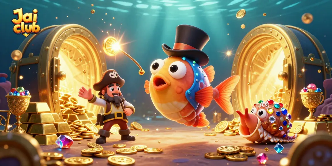 Engage with Jai club's exciting gaming adventure as glowing treasures shimmer in vibrant 3D style.