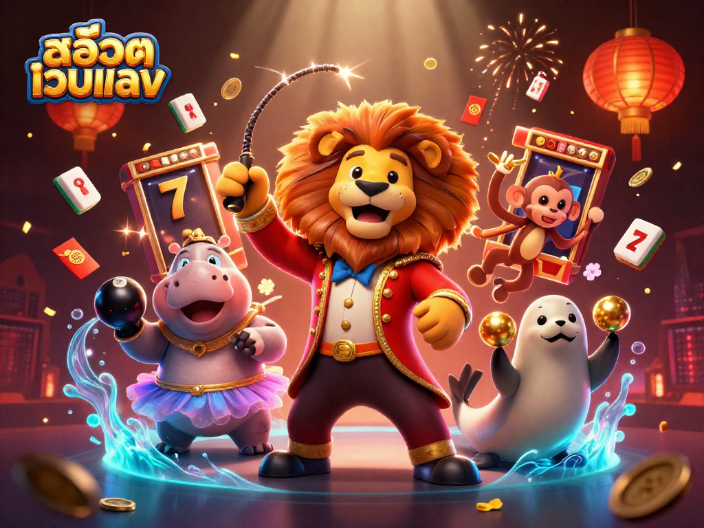 Spin and win big at สล็อตเว็บตรง with vibrant characters and exciting game elements in a 3D illustration.