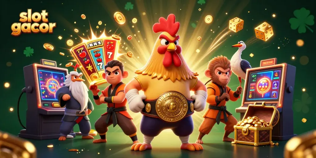 Engage with slot gacor action through vibrant 3D casino characters amidst a jackpot explosion