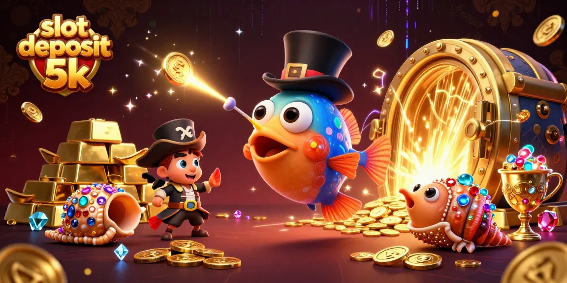 Engage in thrilling gameplay with slot deposit 5k and vibrant casino characters attracting golden treasures.