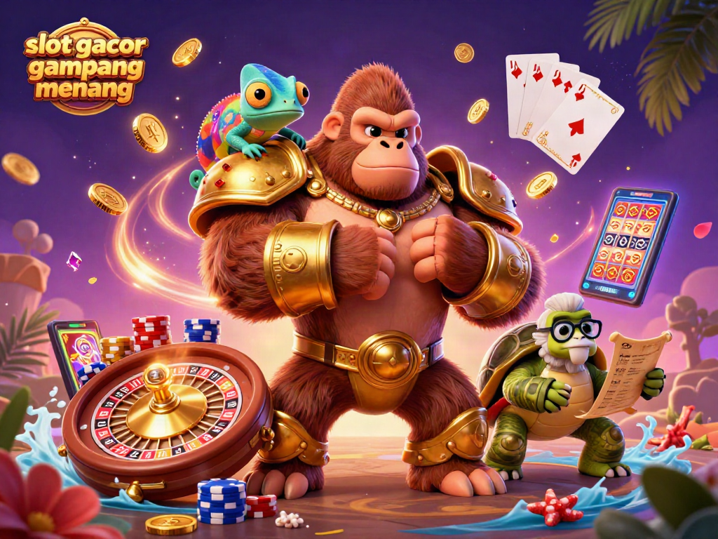 Experience winning with slot gacor gampang menang in a vibrant, action-packed 3D casino scene.