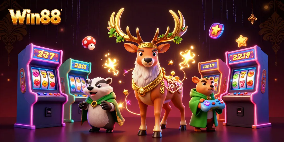 Win88 engage players with vibrant slot reels and golden creatures in a casino adventure.