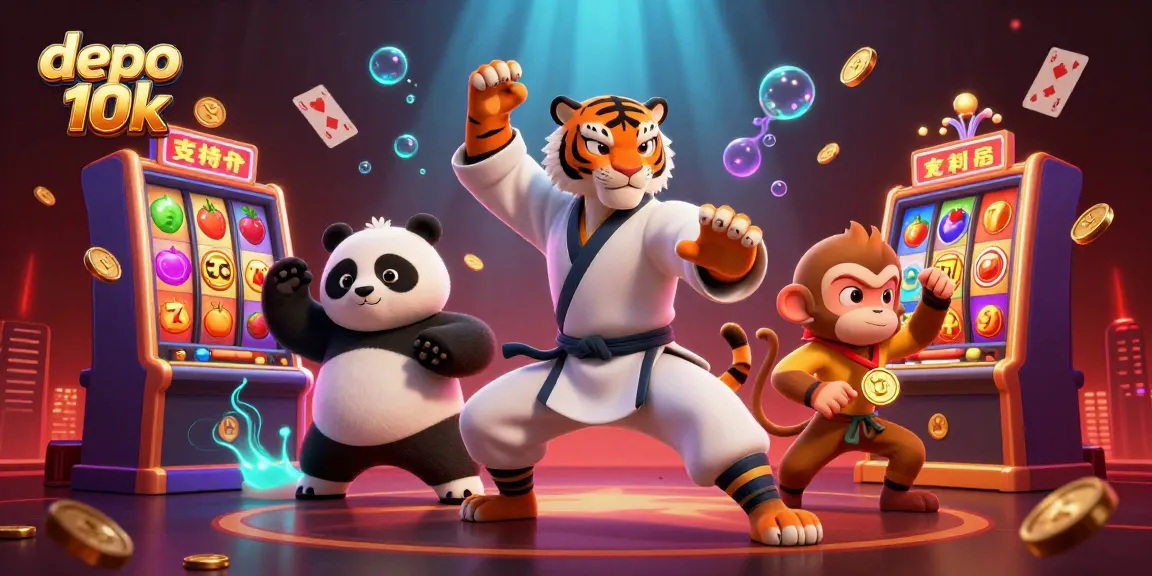 Play slots with depo 10k and experience the thrill of winning big, surrounded by vibrant game elements.