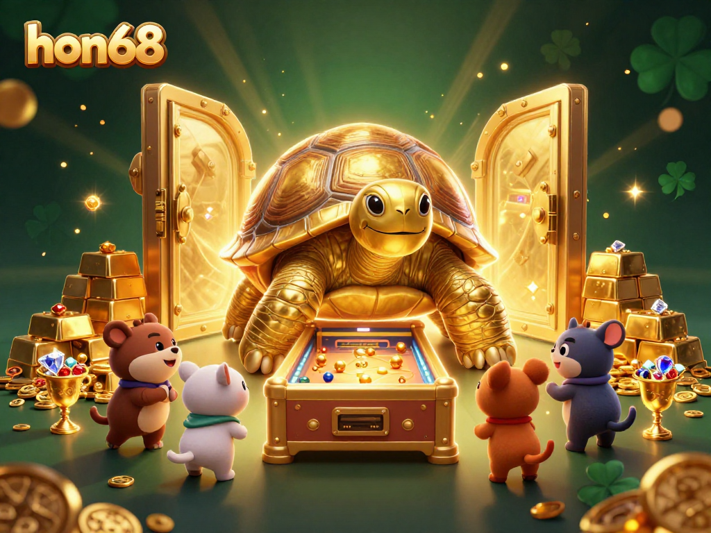 Join the excitement at hon68 with a stunning 3D illustration showcasing thrilling casino elements and vibrant treasure.