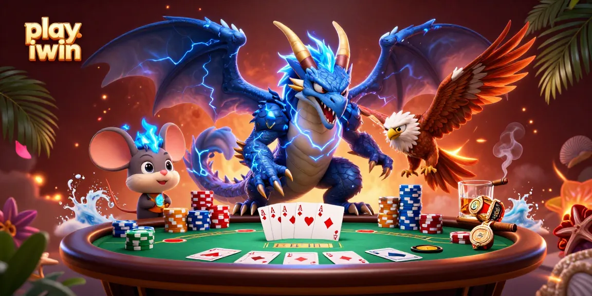 Play iwin as a powerful thunder dragon and dramatic poker scene come alive in this stunning illustration.