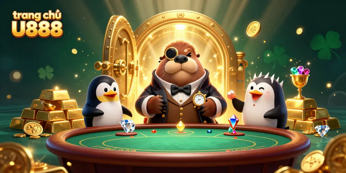 Engage with the jovial walrus and sophisticated dealer at trang chủ U888's underwater poker table.