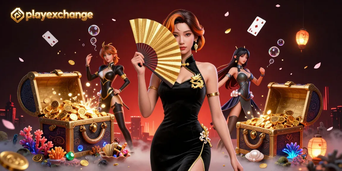Experience thrilling moments with playexchange in this vibrant online gaming illustration full of excitement.