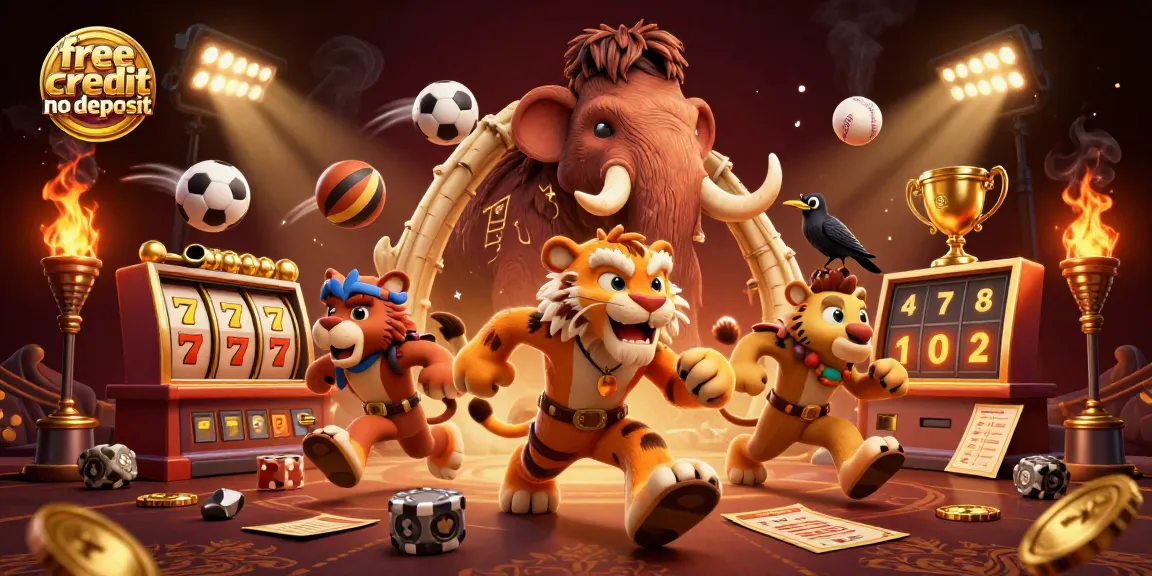 Experience free credit no deposit promotions with vibrant casino characters and elements in a lively scene