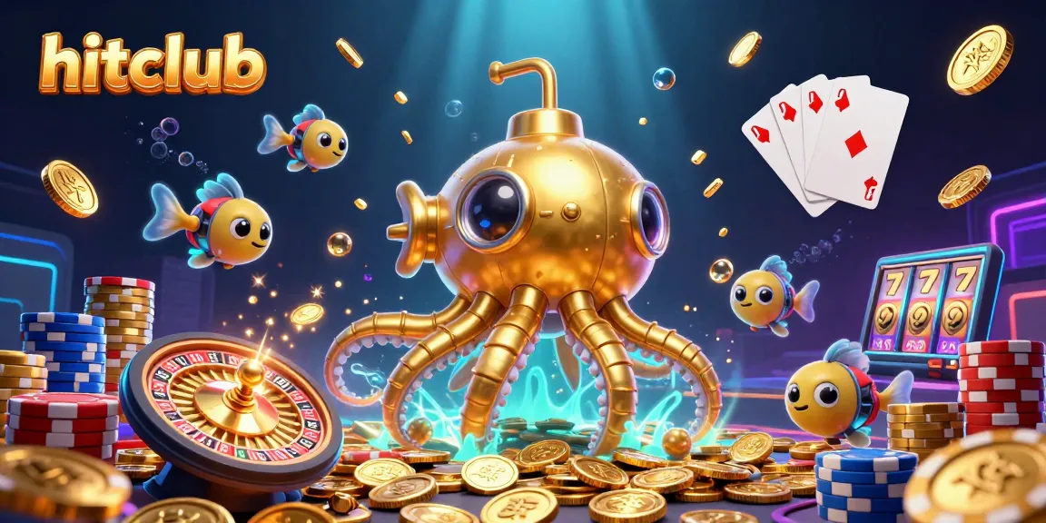 Experience the excitement of hitclub as magical creatures surface amid cascading coins and game elements.
