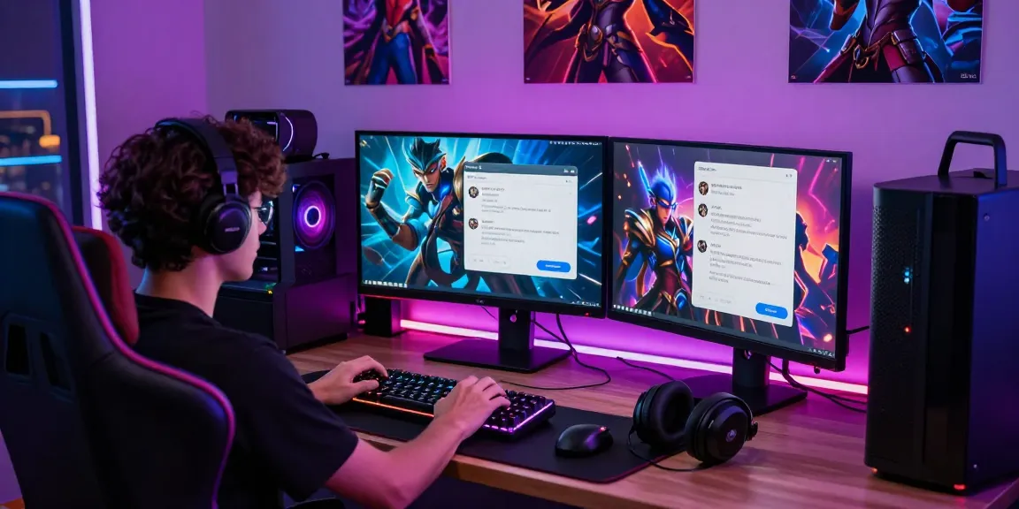 Engaging with NSFW AI chat app on a modern gaming setup with vibrant ambient lighting.