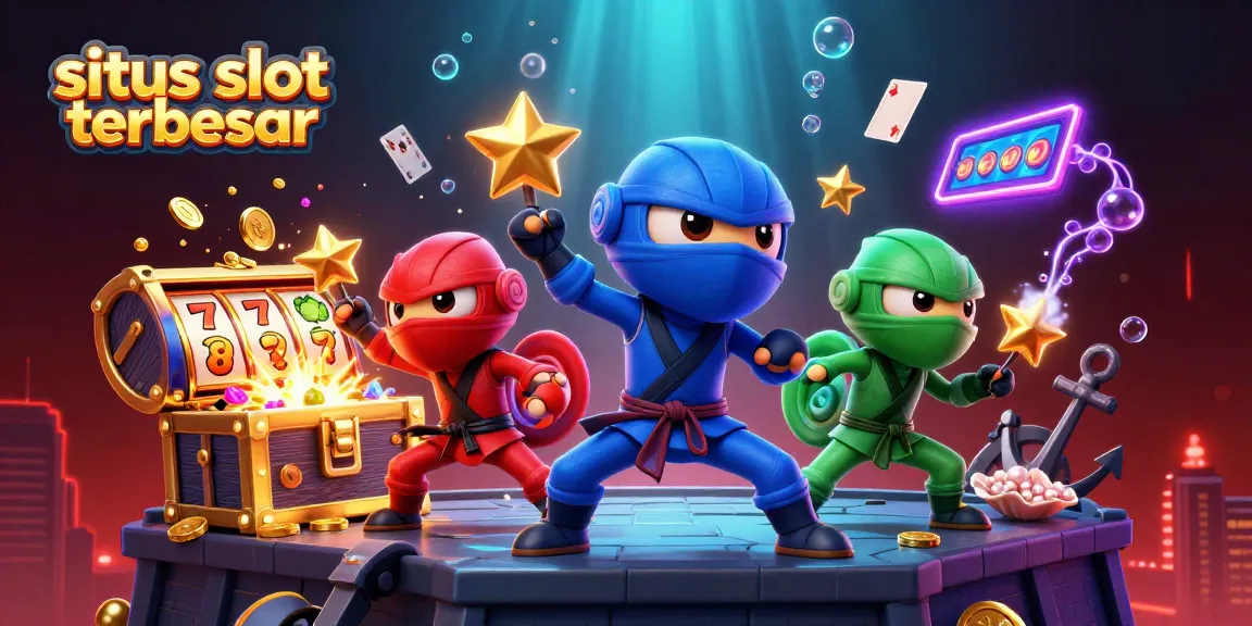 Permainan slot "situs slot terbesar" dengan chameleon ninja melakukan aksi di latar luar angkasa yang penuh warna.