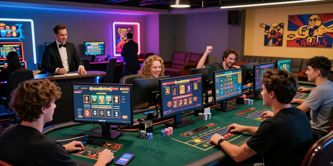 Engaging online gaming atmosphere with players at the Grandbetting live casino, showcasing excitement and modern technology.