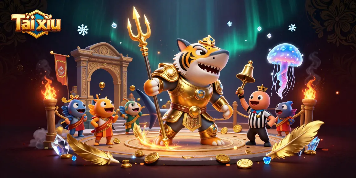 Experience Tài xỉu excitement in this immersive underwater casino illustration featuring dynamic characters and rich elements.