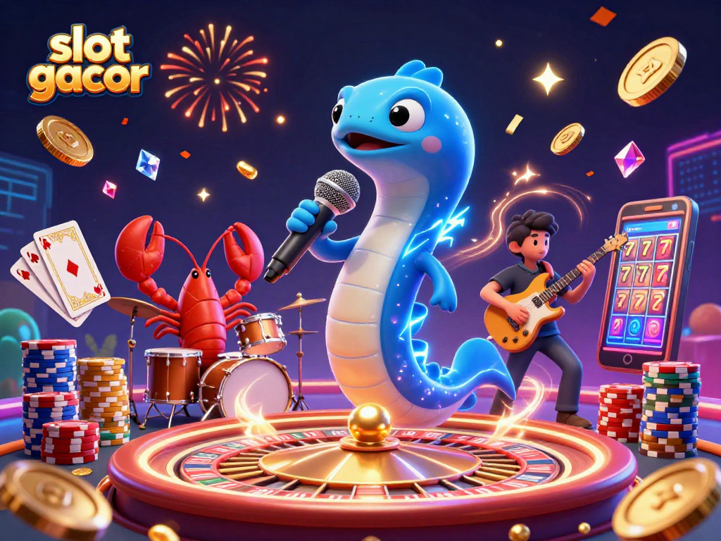 Experience thrilling gameplay with slot gacor in an electrifying underwater casino setting featuring lively characters.