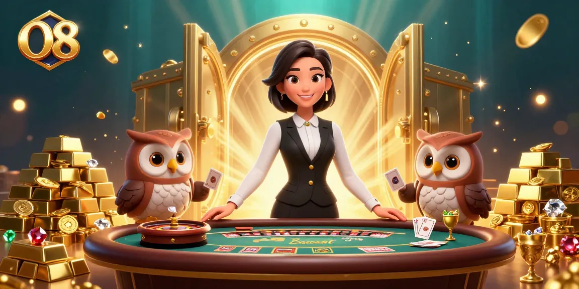 Experience the thrill of O8 casino gaming with a professional dealer and exciting game elements.