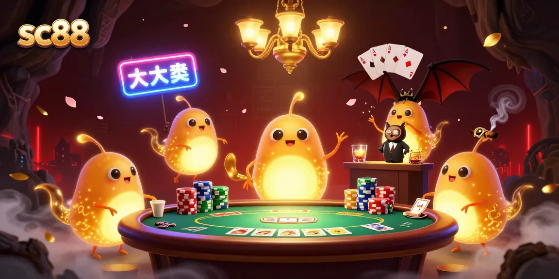 Experience exciting gameplay at SC88 casino featuring vibrant glowworms lighting the tables.