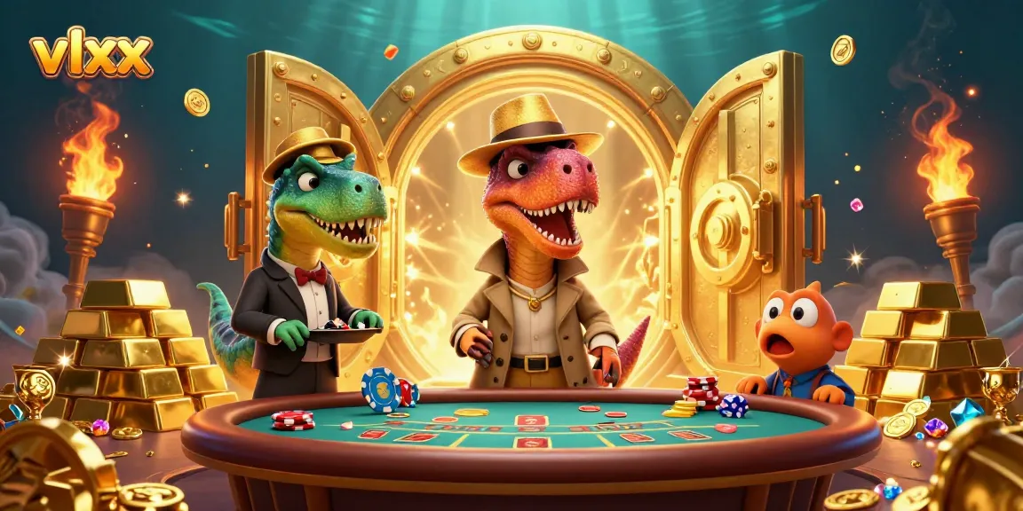Experience the intrigue at the vlxx blackjack table with a velociraptor card counter and a sneaky compy pickpocket.