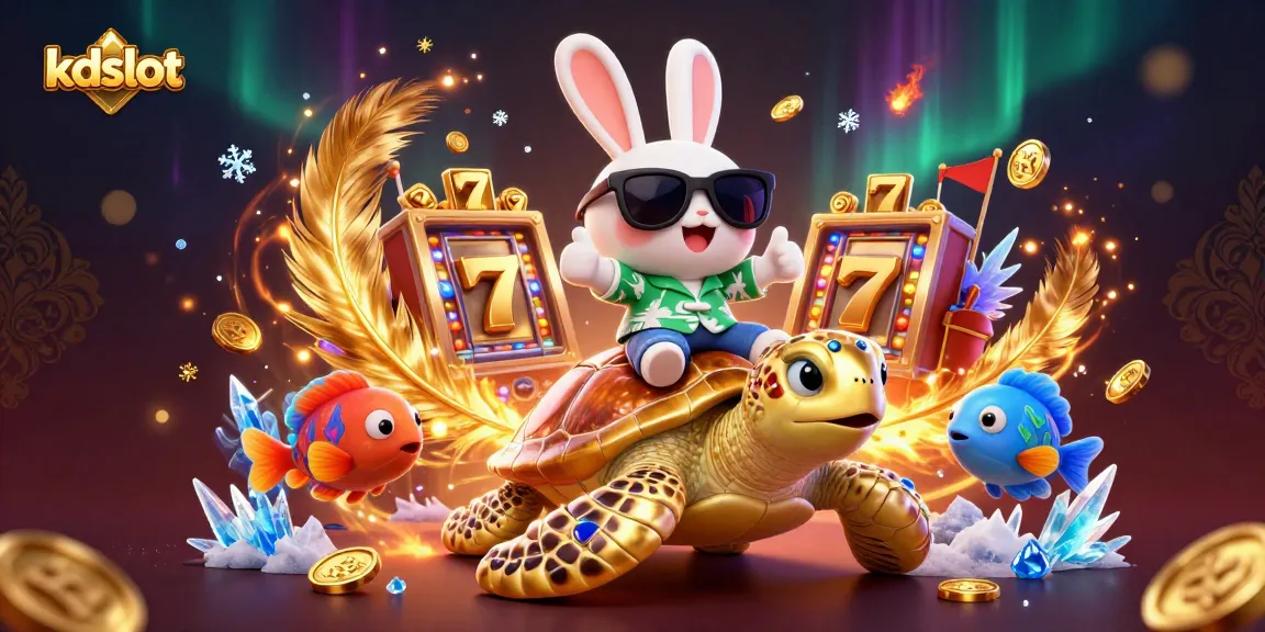 Spin the reels with kdslot's exciting casino illustration featuring vibrant characters and game elements.