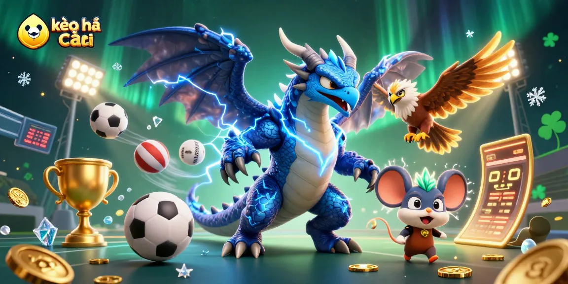 Engage with kèo nhà cái through a vibrant 3D illustration showcasing dynamic sports betting elements and powerful characters.