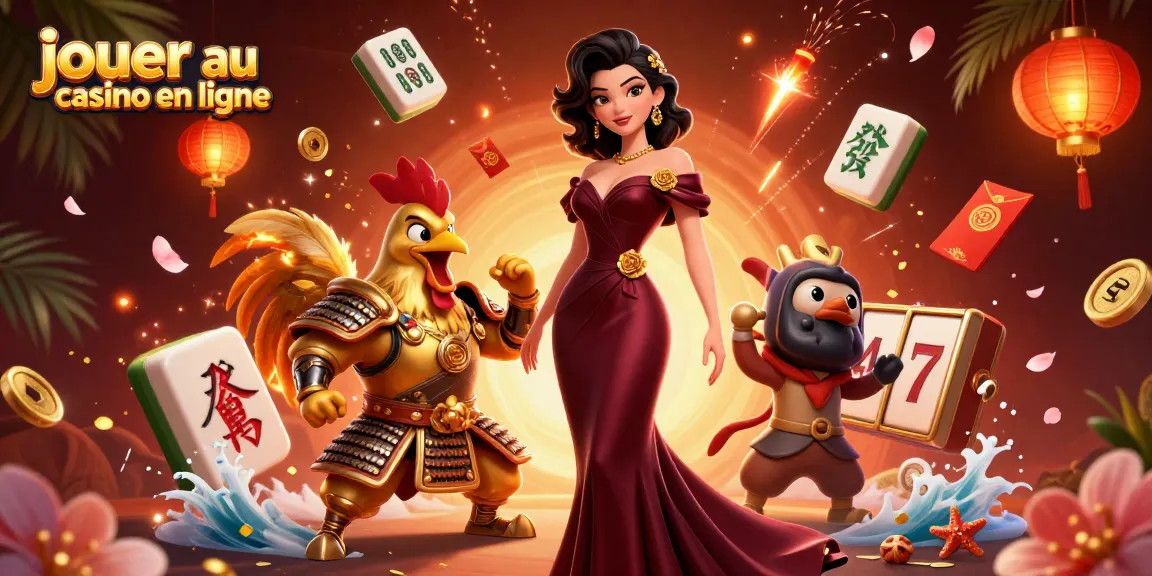Experience exciting gameplay as you jouer au casino en ligne, surrounded by vibrant characters and energetic casino elements.