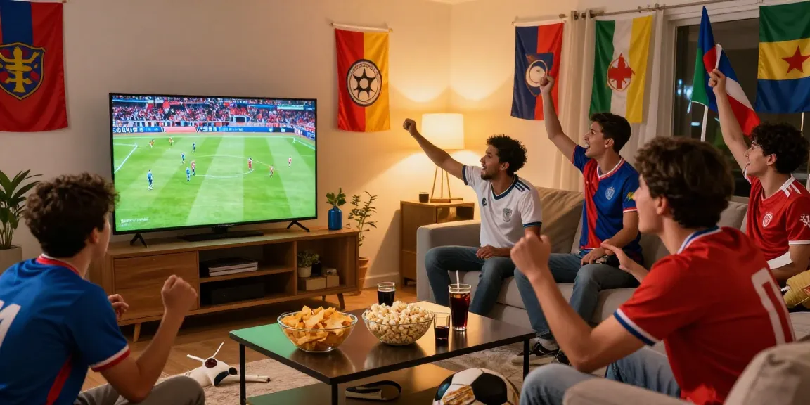 Enjoy the excitement and thrill as fans watch soccer matches live; شاهد المباريات هنا in a vibrant home atmosphere.