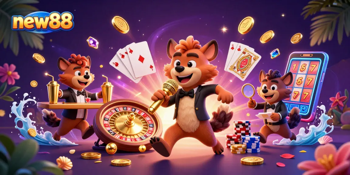 Enjoy the vibrant atmosphere of new88's virtual casino with hyenas in action!