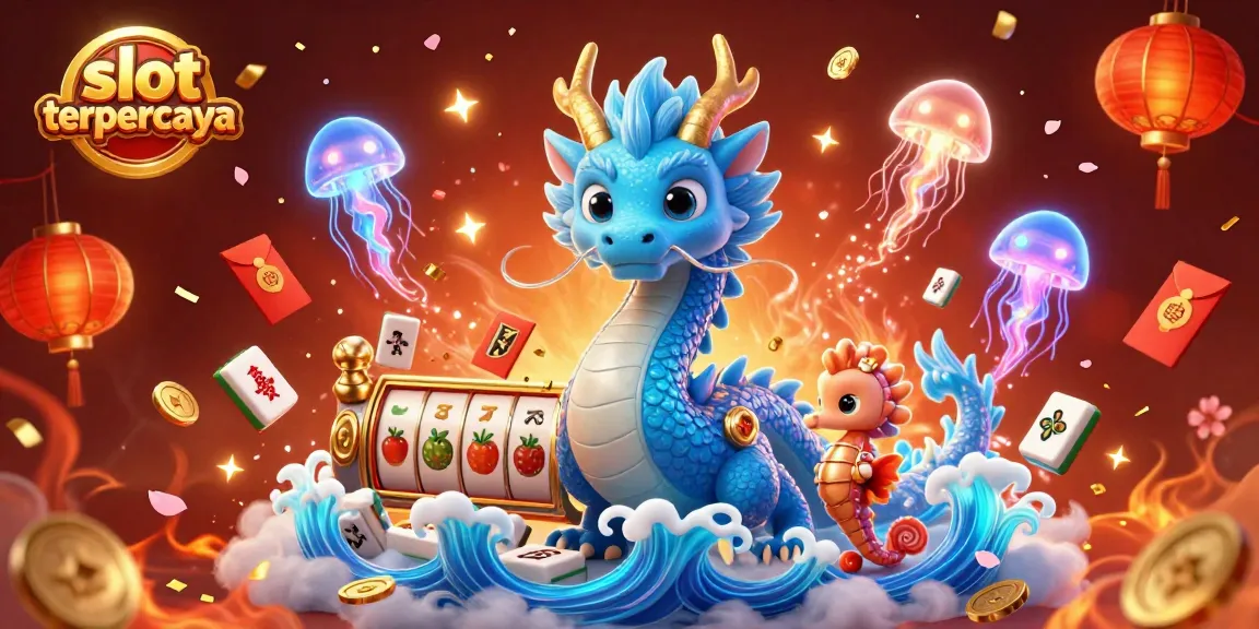 Engage with slot terpercaya through a vibrant scene featuring dragons and casino gaming elements.