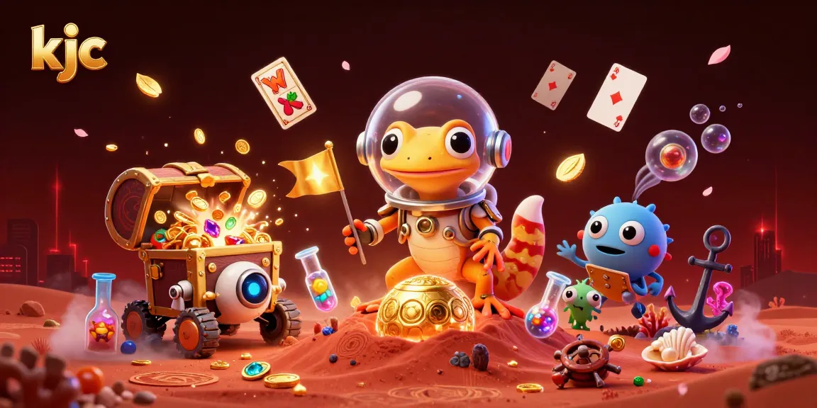 KJC showcases a vibrant Martian casino scene with alien characters discovering a golden treasure.