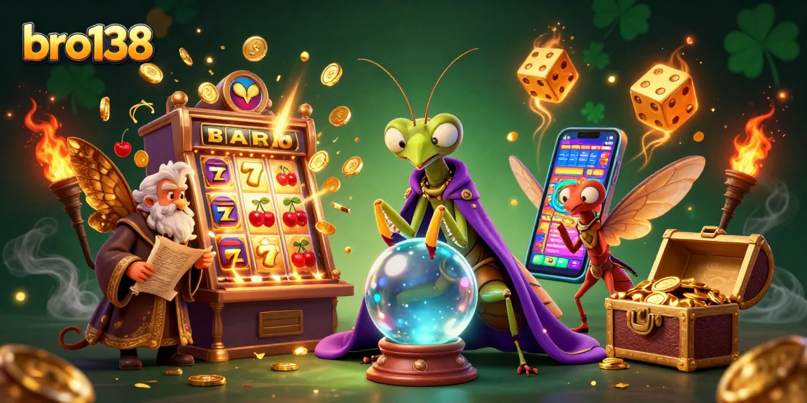 Experience the excitement of bro138 with vibrant casino action and fortune-telling characters amidst thrilling jackpots.