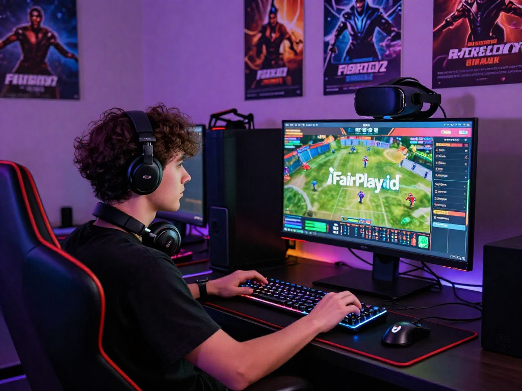 Engaging gaming setup showcasing FairPlay id environment with vibrant visuals and betting statistics.