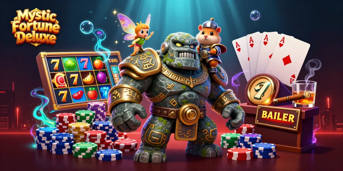 Mystic Fortune Deluxe showcases colorful slot reels and engaging characters in a vibrant casino-themed scene.