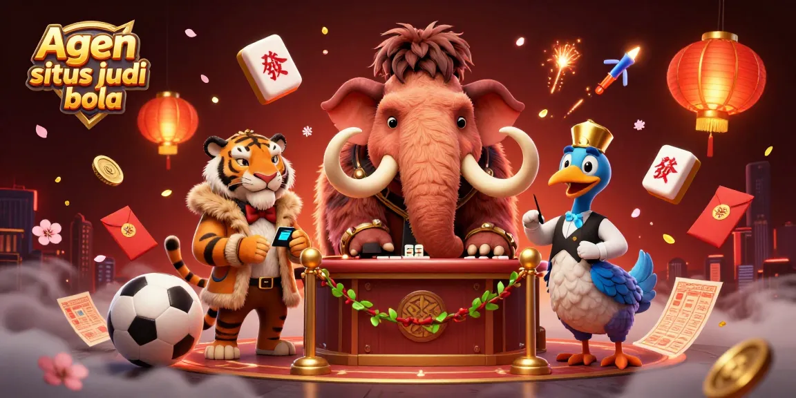 Witness a vibrant 3D scene featuring agen situs judi bola with dynamic sports elements, showcasing unique characters in a casino setting.