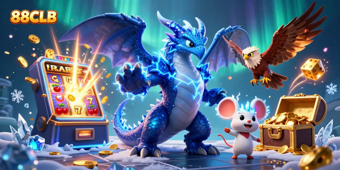 Join the thrill of 88CLB with this exciting casino illustration, featuring dynamic dragons and winning jackpots.
