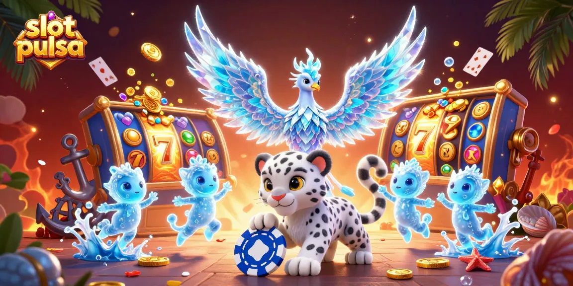 Experience thrilling slot pulsa action with a vibrant 3D scene featuring colorful characters and casino elements.